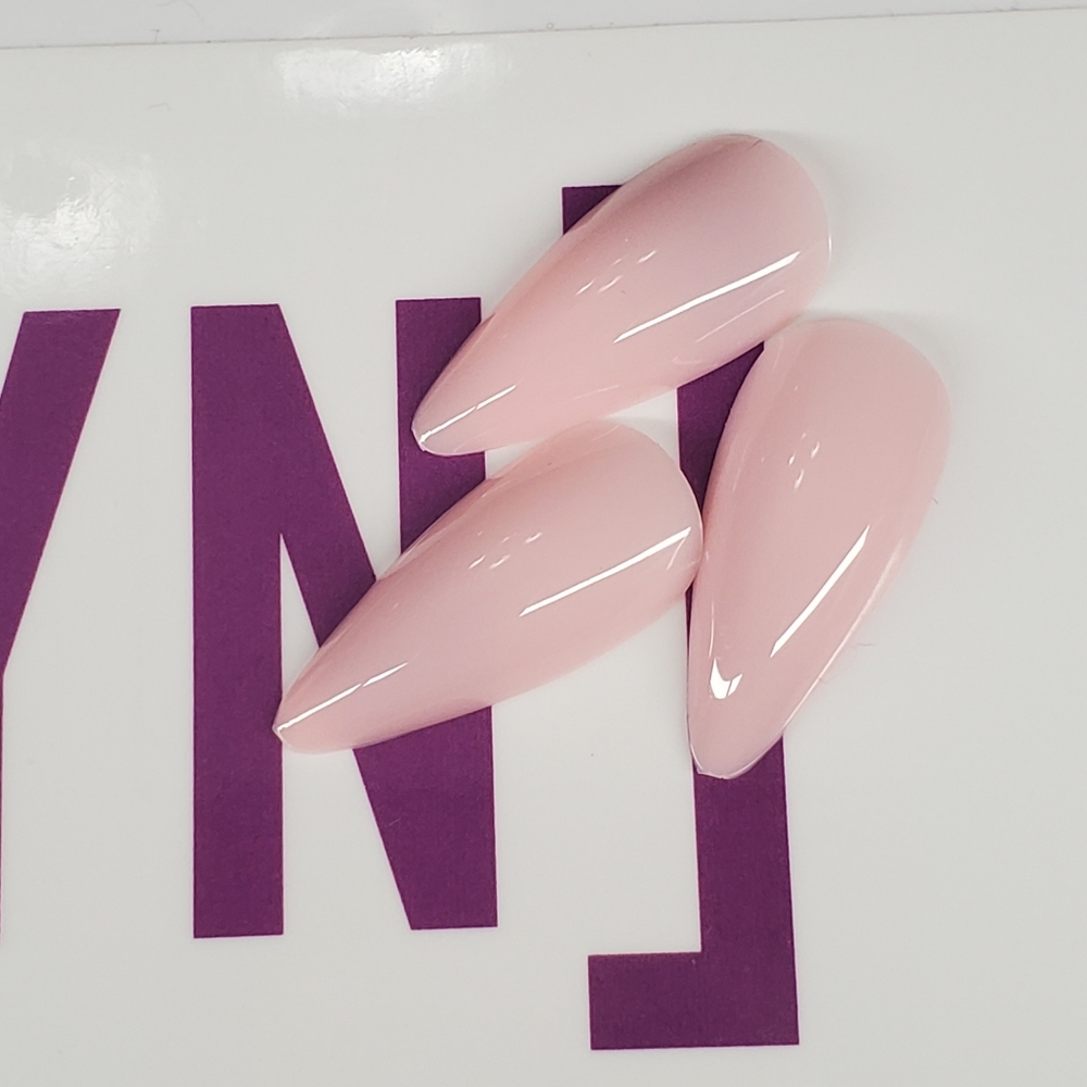 Full Cover Nude Medium Pink Almond Tips, Young Nails